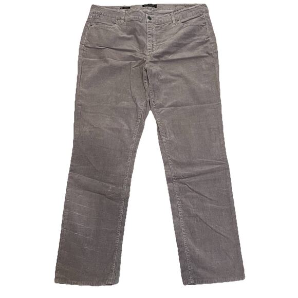 Talbots Corduroy Pants 14 Straight Leg Casual Fall Gray Neutral Office Casual - Picture 2 of 8